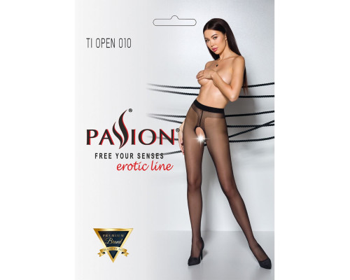 Колготки з відкритим доступом, контрастна лінія Passion TIOPEN 010 3/4 (20 den), black