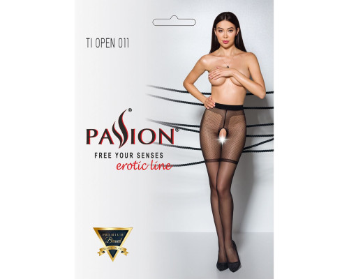 Колготки з відкритим доступом, контрастні шортики Passion TIOPEN 011 1/2 (20 den), black