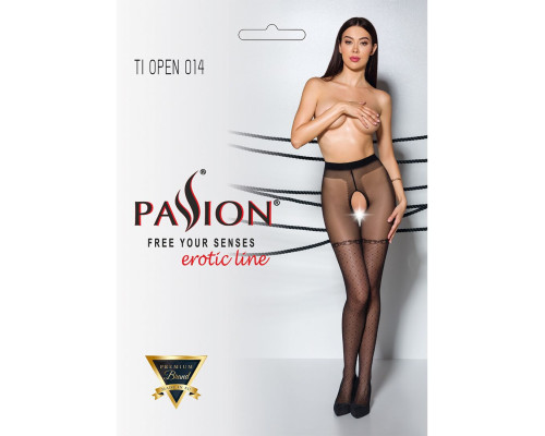 Колготки з відкритим доступом, імітація панчіх Passion TIOPEN 014 5 (20 den), black