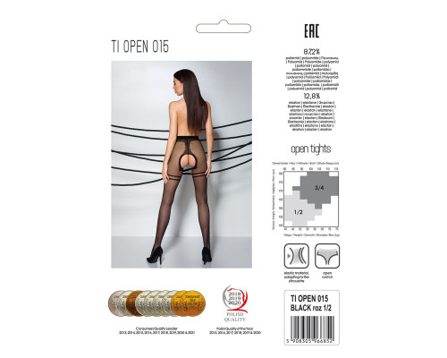 Колготки з відкритим доступом, контрастна подвійна резинка Passion TIOPEN 015 3/4 (20 den), black