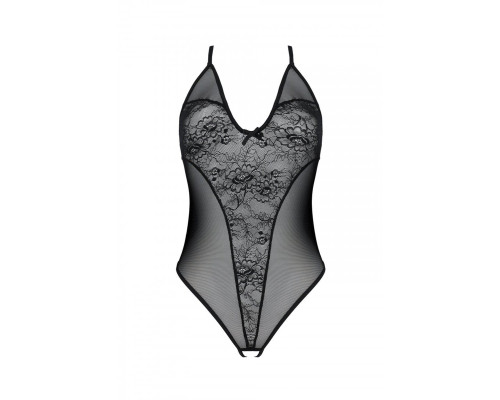 Боді з ажурним декором та відкритим кроком Passion URSULA BODY XXL/XXXL, black