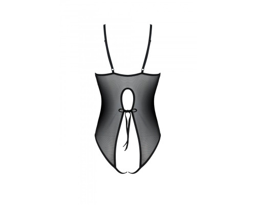Боді з ажурним декором та відкритим кроком Passion URSULA BODY XXL/XXXL, black