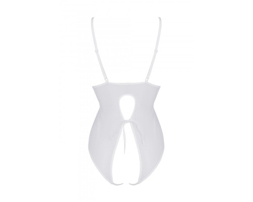 Боді з ажурним декором та відкритим кроком Passion URSULA BODY L/XL, white