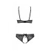Комплект: бра, трусики з ажурним декором та відкритим кроком Passion URSULA SET S/M, black
