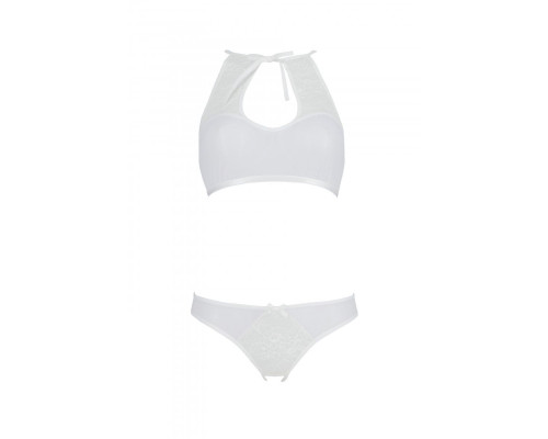 Комплект: бра, трусики з ажурним декором та відкритим кроком URSULA SET L/XL, white