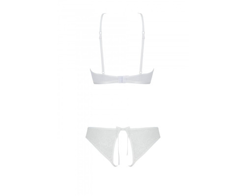 Комплект: бра, трусики з ажурним декором та відкритим кроком URSULA SET L/XL, white