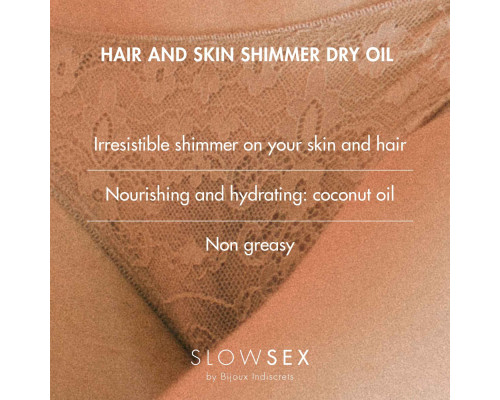 Суха олія-шимер для волосся та тіла Bijoux Indiscrets Slow Sex Hair and skin shimmer dry oil