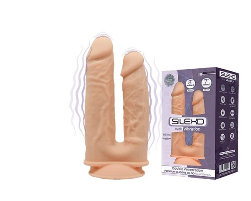 Фалоімітатор подвійний з вібрацією SilexD Double Gusto Flesh Motor (Model 1 size 8" & 7"), двошарови