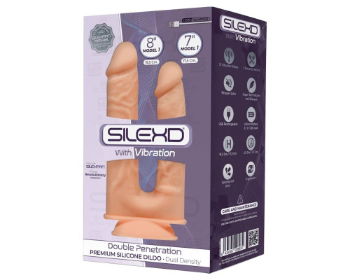 Фалоімітатор подвійний з вібрацією SilexD Double Gusto Flesh Motor (Model 1 size 8" & 7"), двошарови
