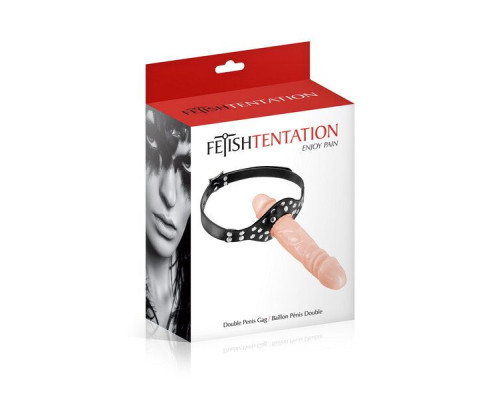 Кляп із подвійним фалоімітатором Fetish Tentation – Double Penis Gag Flesh
