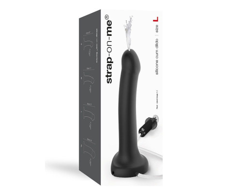 Кончающий фаллоимитатор Strap-On-Me Dildo Cum Black, диаметр 3,6см, силикон, насадка для страпона
