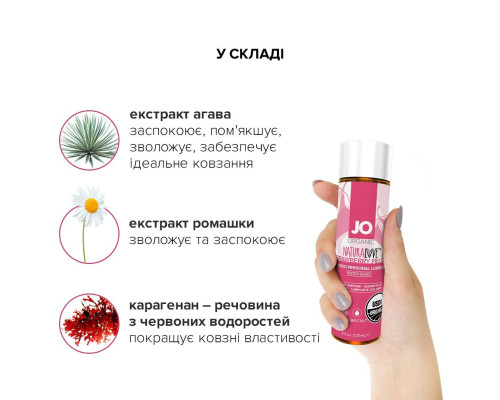 Розпродаж!!! Змазка на водній основі JO NATURALOVE Strawberry (120мл) (термін 01.08.2024)