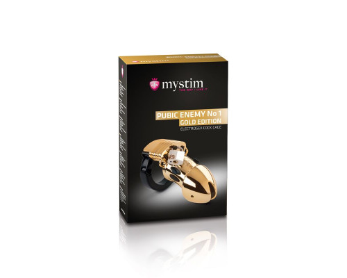 Клітка для члена з електростимуляцією Mystim Pubic Enemy No 1 - Gold Edition