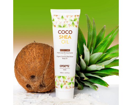 Органічна кокосова олія каріте (ши) для тіла EXSENS Coco Shea Oil 100 мл, сертифікат ECOCERT