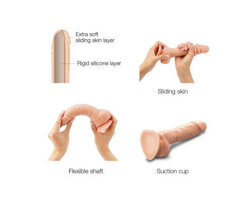 Реалістичний фалоімітатор Strap-On-Me Sliding Skin Realistic Dildo Vanille M, ефект рухливої шкіри