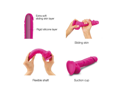 Реалістичний фалоімітатор Strap-On-Me Sliding Skin Realistic Dildo Fuchsia L, ефект рухливої шкіри