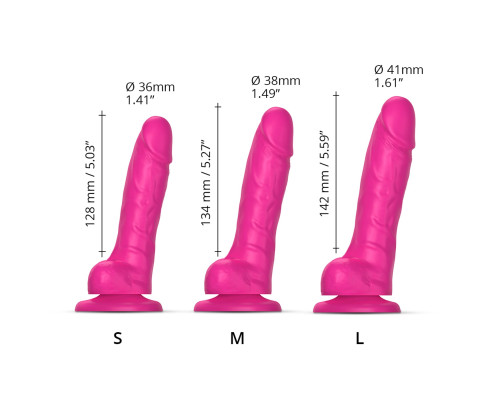 Реалістичний фалоімітатор Strap-On-Me Sliding Skin Realistic Dildo Fuchsia L, ефект рухливої шкіри
