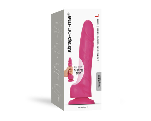 Реалістичний фалоімітатор Strap-On-Me Sliding Skin Realistic Dildo Fuchsia L, ефект рухливої шкіри