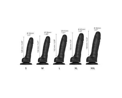 Реалістичний фалоімітатор Strap-On-Me Sliding Skin Realistic Dildo Black XXL, ефект рухливої шкіри