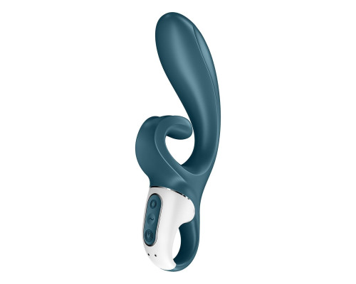 Смарт вібратор-кролик Satisfyer Hug Me Bluegrey, 2 мотори, діаметр 4,2см, широка кліторальна частина