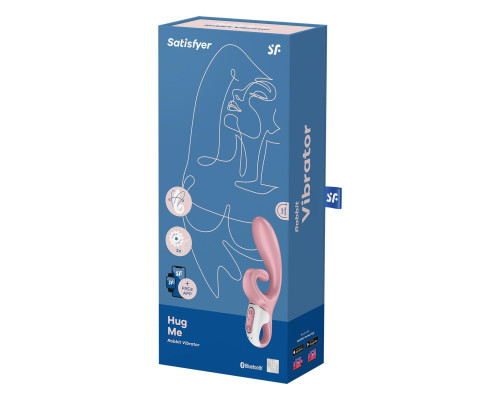 Смарт вібратор-кролик Satisfyer Hug Me Pink, 2 мотори, діаметр 4,2см, широка кліторальна частина