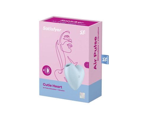 Вакуумний стимулятор-серце з вібрацією Satisfyer Cutie Heart Blue
