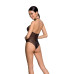 Бодістокінг з декольте Passion BS088 black, імітація корсетної шнурівки