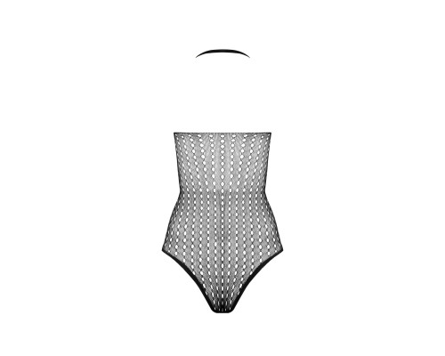 Бодістокінг з декольте Passion BS088 black, імітація корсетної шнурівки