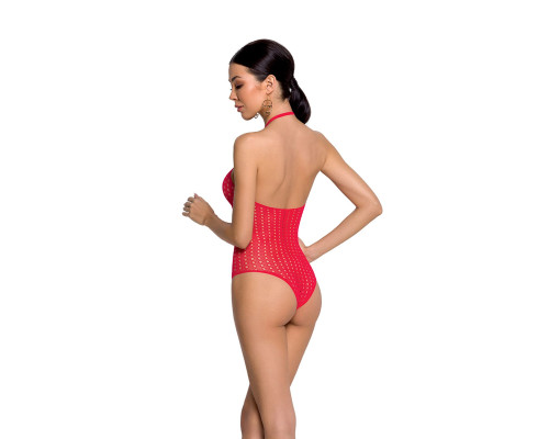 Бодістокінг з декольте Passion BS088 red, імітація корсетної шнурівки