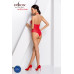 Бодістокінг з декольте Passion BS088 red, імітація корсетної шнурівки