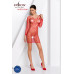Бодістокінг-сукня з глибоким коміром Passion BS093 red, довгі рукави