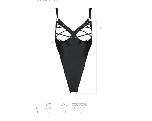 Боді з екошкіри Passion CELIN BODY S/M, black, з доступом, відкритий