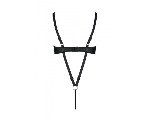 Боді з екошкіри Passion CELINE BODY XXL/XXXL, black, з доступом, відкритий