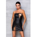 Мінісукня з екошкіри Passion CELINE CHEMISE L/XL, black, шнурівка, трусики в комплекті