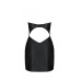 Мінісукня з екошкіри Passion CELINE CHEMISE XXL/XXXL, black, шнурівка, трусики в комплекті