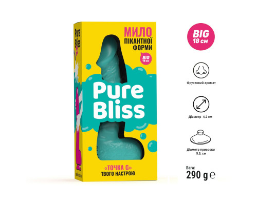 Мило у формі пеніса Pure Bliss BIG Turquoise, крафтове мило-член, натуральне