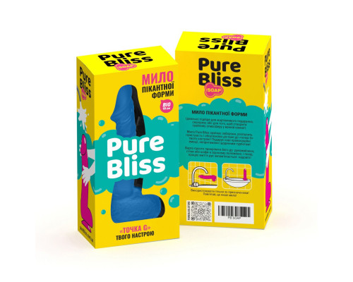 Мило у формі пеніса Pure Bliss BIG Dark Blue, крафтове мило-член, натуральне