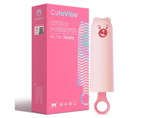 Вібратор CuteVibe Teddy Pink (Black Dildo), реалістичний вібратор під виглядом морозива