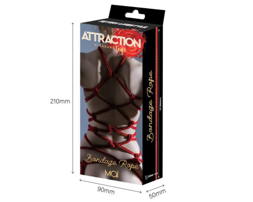 Веревка для BDSM MAI Bondage Rope Red, длина 10 м, диаметр 6,5 мм, полиэстер