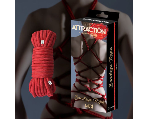 Веревка для BDSM MAI Bondage Rope Red, длина 10 м, диаметр 6,5 мм, полиэстер