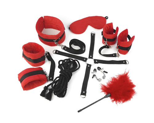 BDSM-набір Art of Sex – Soft Touch BDSM Set, червоний, 9 предметів