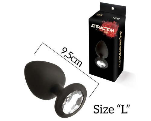Анальна пробка з кристалом MAI Attraction Toys №49 Black (м'ята упаковка)