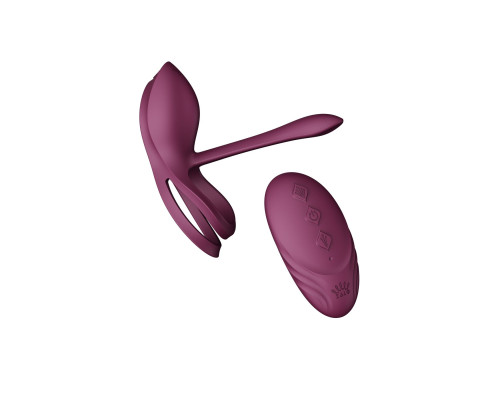 Смарт-ерекційне кільце Zalo - BAYEK Velvet Purple, подвійне з ввідною частиною, пульт ДК