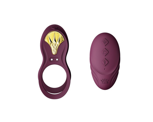 Смарт-ерекційне кільце Zalo - BAYEK Velvet Purple, подвійне з ввідною частиною, пульт ДК