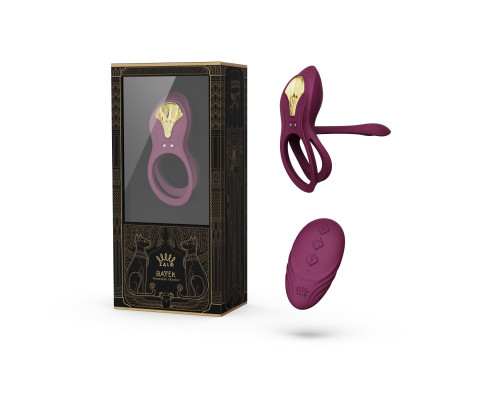 Смарт-ерекційне кільце Zalo - BAYEK Velvet Purple, подвійне з ввідною частиною, пульт ДК