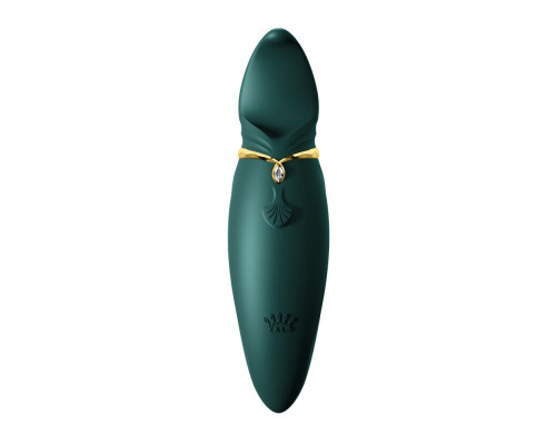 Вібратор 2в1 з язичком Zalo — Hero Jewel Green, кристал Swarovski