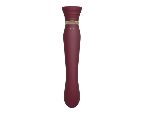 Смартвібратор 3в1 Zalo — Queen Set Wine Red, пульсівна перлина та вакуум, кристал Swarovski