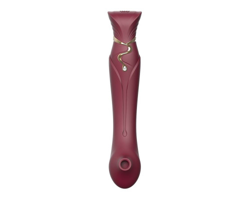 Смартвібратор 3в1 Zalo — Queen Set Wine Red, пульсівна перлина та вакуум, кристал Swarovski