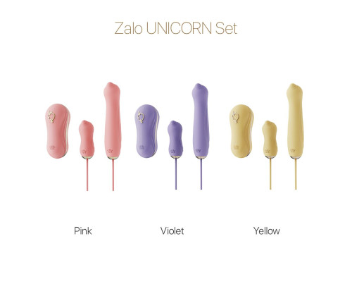 Набір 3в1 Zalo – UNICORN Set Yellow, віброяйце, пульсатор, вакуумний стимулятор