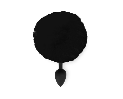 Силіконова анальна пробка М Art of Sex - Silicone Butt plug Rabbit Tail Black, діаметр 3,5 см